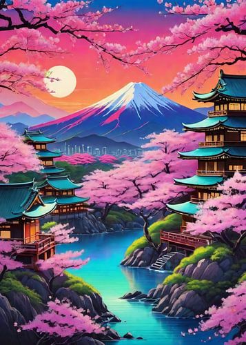 Levendige neonkleuren verbeelden Japans