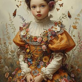 Meisje met vlinders en bloemen van Bernhard Karssies