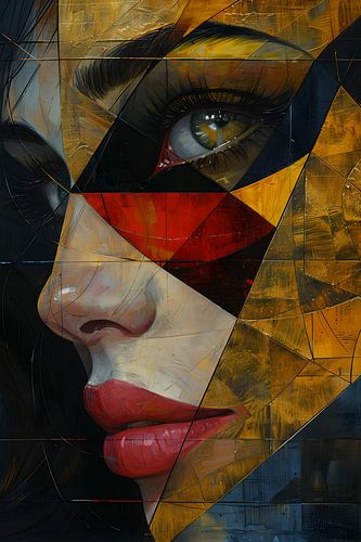 Schilderij Vrouw Gezicht | Groot Schilderij Vrouw Gezicht  | Schilderij Vrouw Abstract