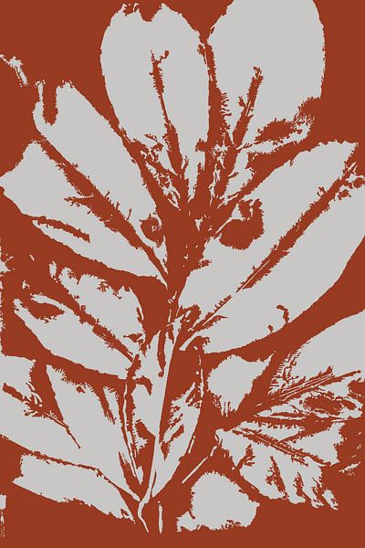Modern Botanical art. Leaves in terracotta no. 2 by Dina Dankers