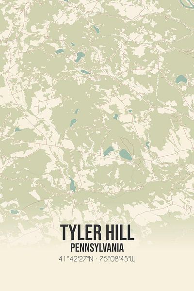 Carte ancienne de Tyler Hill (Pennsylvanie), USA. par Affiches de lieux