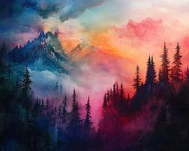 Alpine forest Painting by Abstract Painting