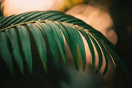 Feuilles de palmier vertes sous une douce lumière