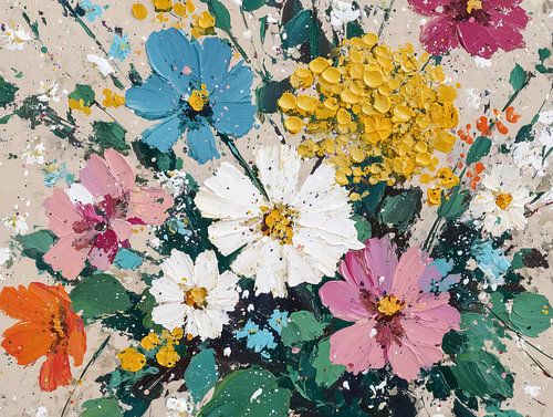 Fleurs des champs aux douces teintes pastel sur Thea