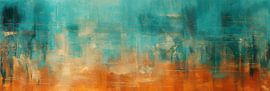 Turkoois Oranje Diepte van Abstract Schilderij