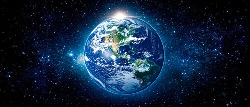 Aarde in een kosmische lichtstraal
