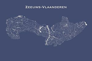 Wasserkarte von Zeeuws-Vlaanderen in Königsblau von Maps Are Art