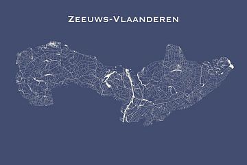 Water chart of Zeeuws-Vlaanderen in royal blue