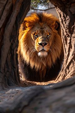 Portrait of a Lion in a Tree by Imperial Art House