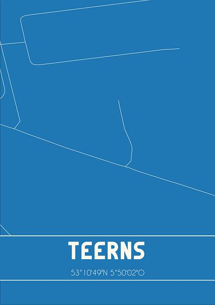 Blueprint | Carte | Teerns (Fryslan) par Affiches de lieux
