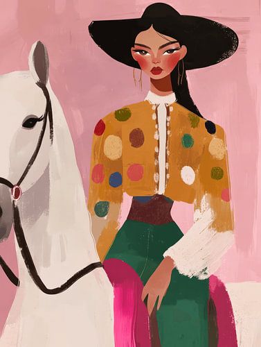 Amazone, kleurrijk portret