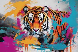 Colourful modern tiger design by Art & Soul Creations