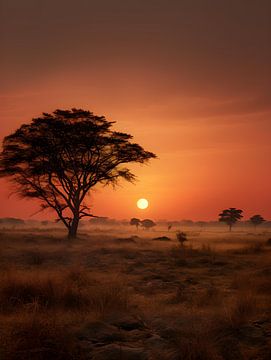 Zonsondergang in Afrika V4 van drdigitaldesign