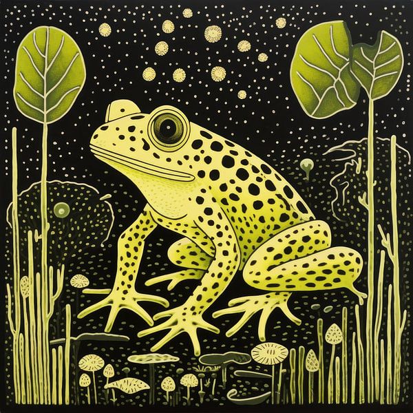 Whimsy Folk Night Pond Frog by Aloke Design