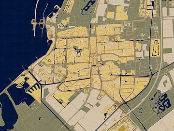 Kaart van Lelystad in de stijl van Gustav Klimt van Maporia