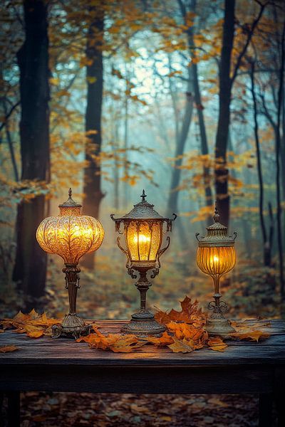 Lumière dans la forêt d'automne par Poster Art Shop