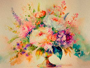 Blumenstrauß auf goldener Vase