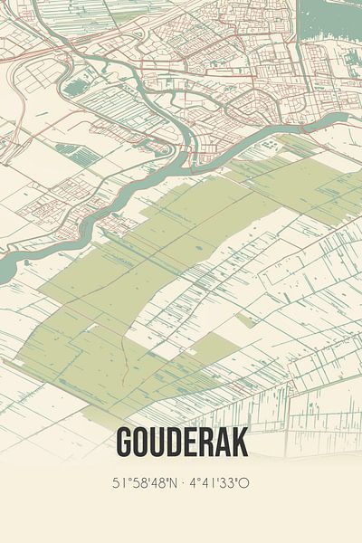 Vintage map of Gouderak (South Holland) by Prints of Place