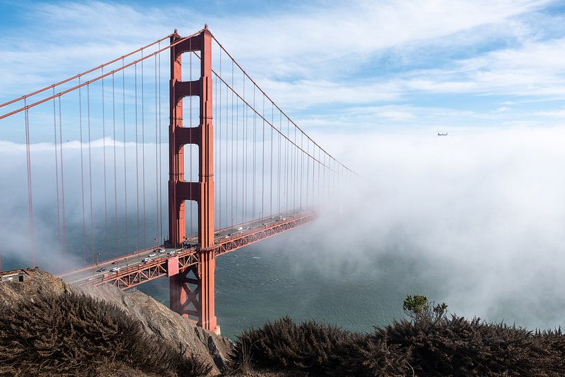 Golden Gate in the mist by John Faber