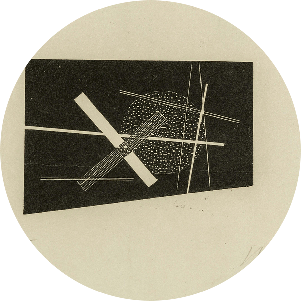 Bauhaus, Compositie (kruis en cirkel) - László Moholy-Nagy, 1923 van Atelier Liesjes