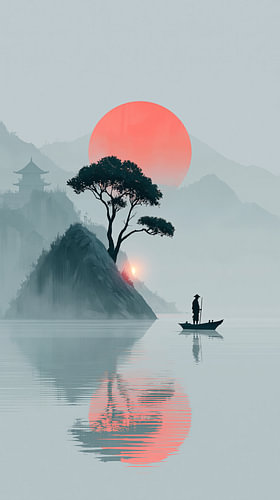 ZEN Landschap bij Zonsopkomst