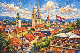 Pula in Kroatien, ein impressionistisches Gemälde. von Galerie Hoppenbrouwers