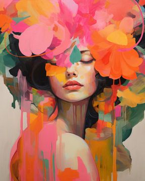 Colourful modern and abstract portrait by Carla Van Iersel