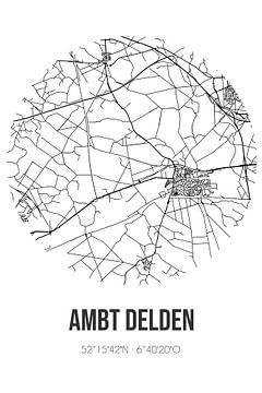 Ambt Delden (Overijssel) | Carte | Noir et blanc sur Rezona