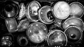 Oude retro motorfiets koplampen van Customvince | Vincent Arnoldussen