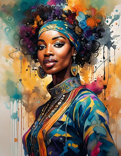 portrait de femme coloré