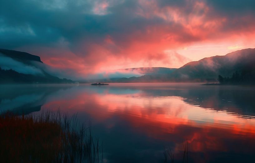 Spiegelung im Morgengrauen von fernlichtsicht