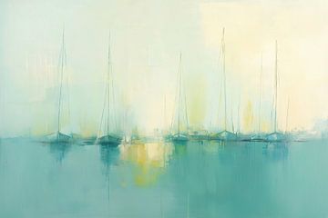 Zeilboten abstract in pastel kleuren van Bert Nijholt