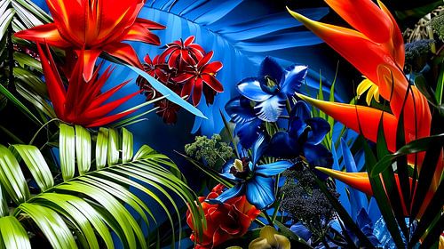 Regenwoud met prachtig heldere planten en bloemen