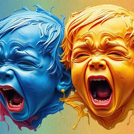 Der Schrei und das Schweigen der Welt und die flammende Stimme der Kinder – Eine skulpturale Klage in Cyan, Yellow und Magenta von AidasignArt