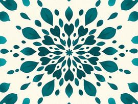 Teal & Cream Mandala Bloesem van Artistic