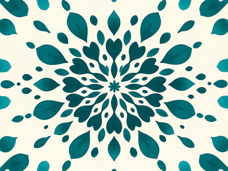Teal &amp; Cream Mandala Blossom by Artistic