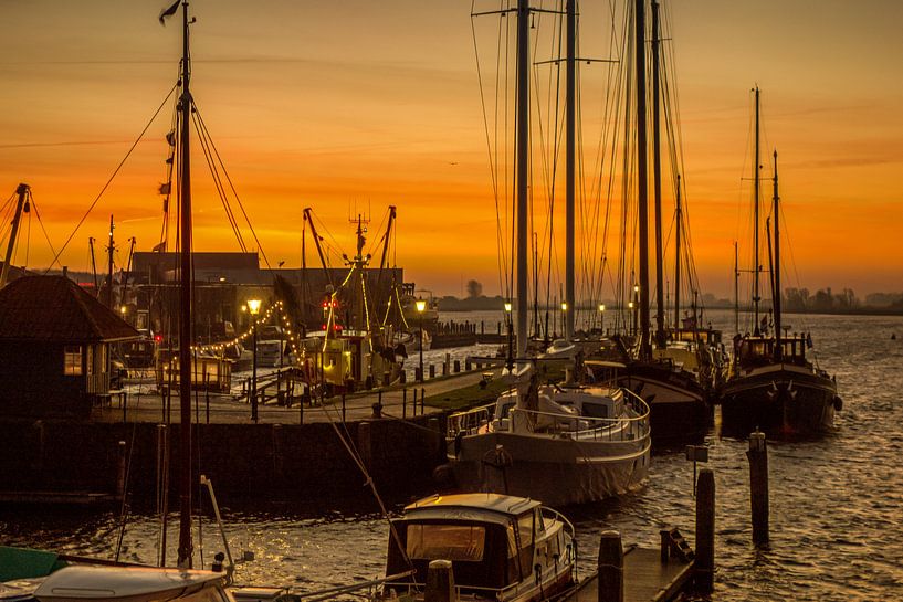 Port of the little fishing village Zoutkamp. by Ron Poot
