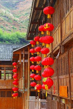 Red Chinese lanterns by Inge Hogenbijl