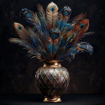 Vaas met exotische veren (14) van Rene Ladenius Digital Art
