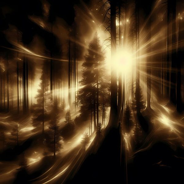 Mystiek bos in zwart en goud van ButterflyPix