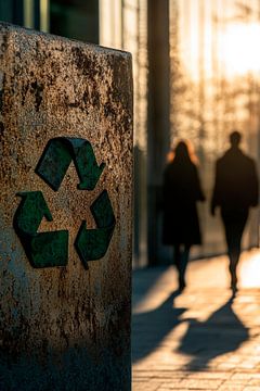 Recycling symbol backlit - Urban flair by Poster Art Shop