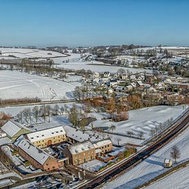 Drone panorama of Eys in the snow by John Kreukniet