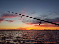 Hengel bij zonsondergang