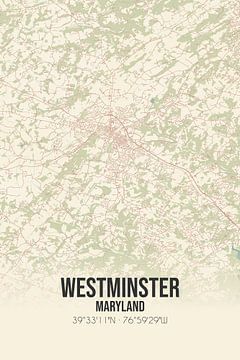 Carte ancienne de Westminster (Maryland), USA. sur Rezona