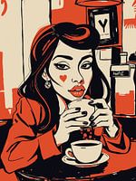 Frau mit einem Kaffeetrinken