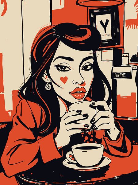 Femme avec une boisson au café par bob rendy