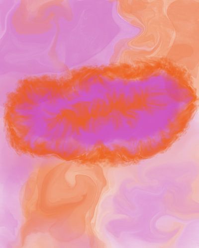 Vloeiende harmonie - Digitale aquarelkunst in oranje en roze van nachtfarbenart