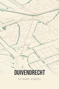 Vintage landkaart van Duivendrecht (Noord-Holland) van MijnStadsPoster