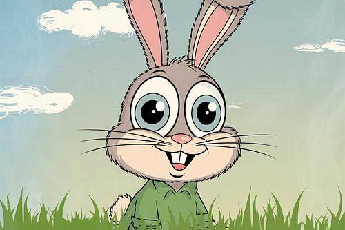 Vrolijk cartoonkonijn met grote ogen