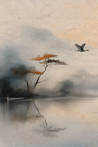 ZEN ART: Triptychon (Teil 1): Ruhige Japandi-Landschaft